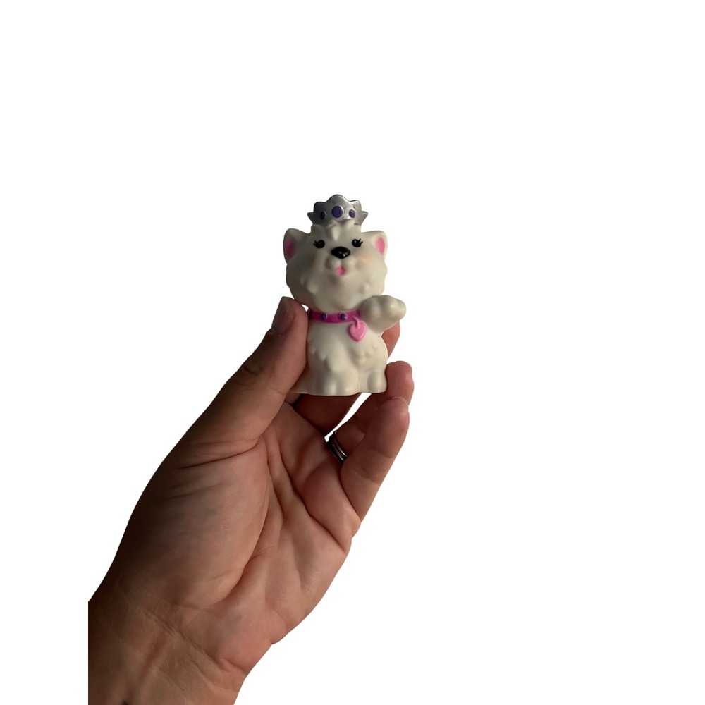Fisher Price Little People White Kitty Cat Princess Silver Crown Pink Collar Toy